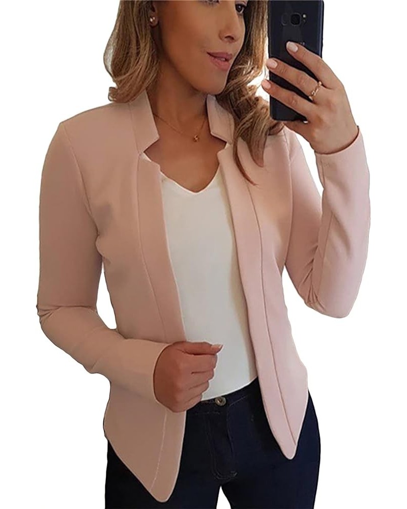 Women's Casual Slim Fit Blazers Open Front Long Sleeve Jackets Work Office Lapel Collar Cardigan Cropped Apricot $16.42 Suits