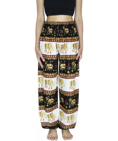 Women's Smocked Waist Harem Hippie Boho Yoga Palazzo Casual Pants Elephant Gold $8.80 Pants