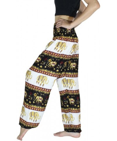 Women's Smocked Waist Harem Hippie Boho Yoga Palazzo Casual Pants Elephant Gold $8.80 Pants