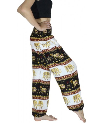 Women's Smocked Waist Harem Hippie Boho Yoga Palazzo Casual Pants Elephant Gold $8.80 Pants