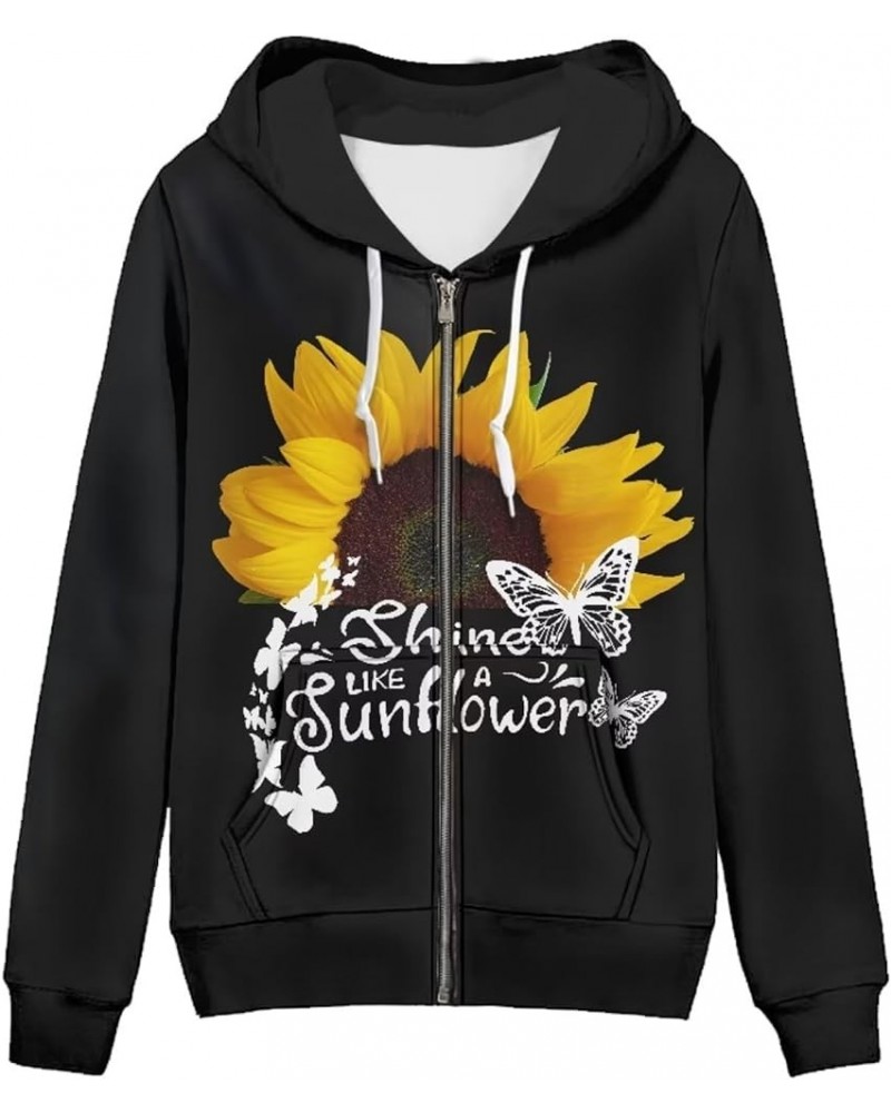 Zip Up Hoodie Sweatshirt Jacket Streetwear for Women Teen Girls Oversized XS-5XL 0 Sunflower Letter $19.50 Hoodies & Sweatshirts