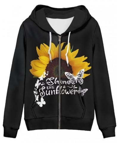 Zip Up Hoodie Sweatshirt Jacket Streetwear for Women Teen Girls Oversized XS-5XL 0 Sunflower Letter $19.50 Hoodies & Sweatshirts