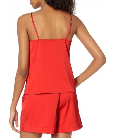 Women's Natalie V-Neck Lace Trimmed Camisole Tank Top Red $16.36 Tanks