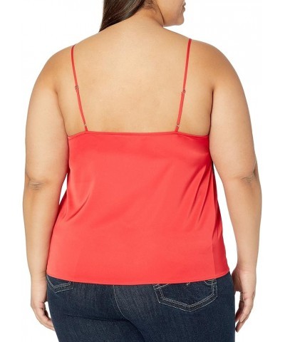 Women's Natalie V-Neck Lace Trimmed Camisole Tank Top Red $16.36 Tanks