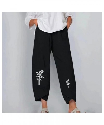 Women's Pants Floral Printed Sweatpants Cotton Joggers Baggy Stretchy Trousers Dressy Lightweight Capri Pant Pockets Pants fo...