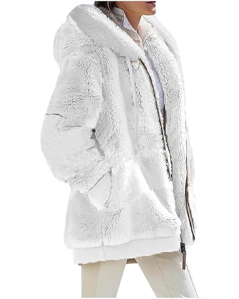 Winter Coats for Women 2023 Fleece Lined Sherpa Jacket Womens Long Sleeve Plus Size Zip Up Hoodie Clothes Outfits Win1-white ...