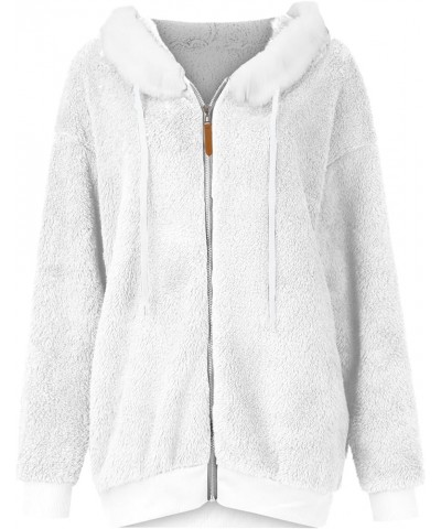 Winter Coats for Women 2023 Fleece Lined Sherpa Jacket Womens Long Sleeve Plus Size Zip Up Hoodie Clothes Outfits Win1-white ...