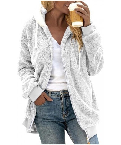 Winter Coats for Women 2023 Fleece Lined Sherpa Jacket Womens Long Sleeve Plus Size Zip Up Hoodie Clothes Outfits Win1-white ...