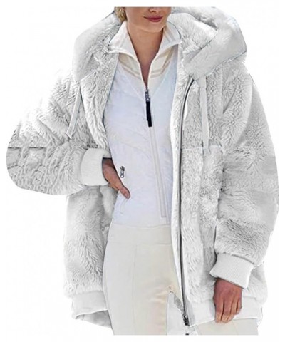 Winter Coats for Women 2023 Fleece Lined Sherpa Jacket Womens Long Sleeve Plus Size Zip Up Hoodie Clothes Outfits Win1-white ...