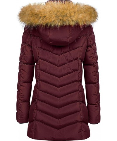 Women's Winter Hooded Coat Waterproof Warm Long Puffer Jacket Parka Burgundy $42.29 Jackets