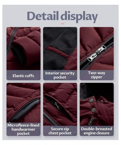 Women's Winter Hooded Coat Waterproof Warm Long Puffer Jacket Parka Burgundy $42.29 Jackets