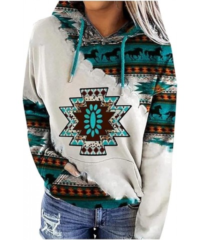 Women's Aztec Hoodie Western Clothes for Women Geometric Ethnic Graphic Western Sweatshirts Sweater Shirts Girls C-sky Blue $...