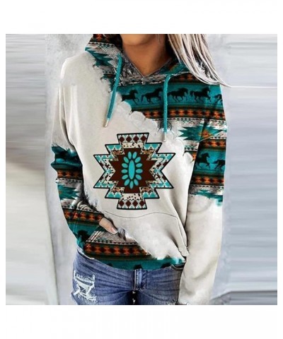 Women's Aztec Hoodie Western Clothes for Women Geometric Ethnic Graphic Western Sweatshirts Sweater Shirts Girls C-sky Blue $...