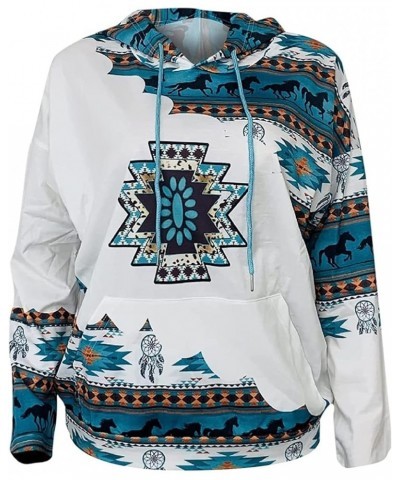 Women's Aztec Hoodie Western Clothes for Women Geometric Ethnic Graphic Western Sweatshirts Sweater Shirts Girls C-sky Blue $...