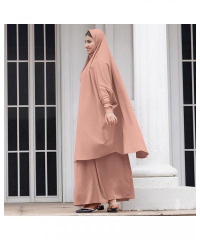 Two Pieces Jilbab Modest Dress for Muslim Women Long Maxi Khimar + Skirt with Hijab Burkas Islamic Abaya Dress Outfit Khaki $...