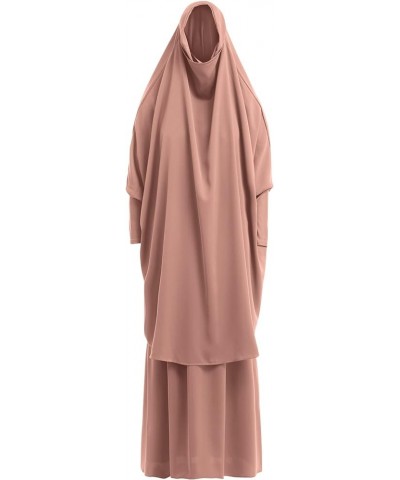 Two Pieces Jilbab Modest Dress for Muslim Women Long Maxi Khimar + Skirt with Hijab Burkas Islamic Abaya Dress Outfit Khaki $...