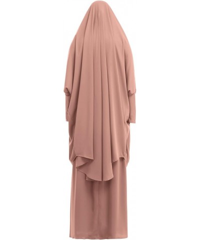 Two Pieces Jilbab Modest Dress for Muslim Women Long Maxi Khimar + Skirt with Hijab Burkas Islamic Abaya Dress Outfit Khaki $...