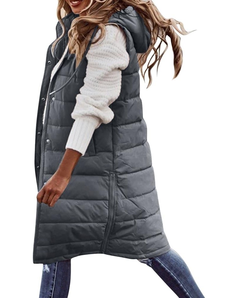 Puffer Vest Jackets for Women Lightweight Down Quilted Jacket Sleeveless Zip Up Long Coats Casual Fashion Coat A-dark Grey $1...