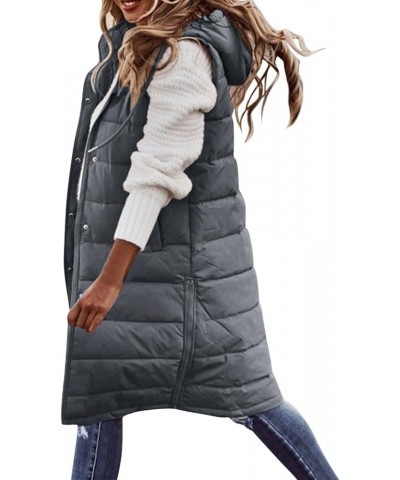 Puffer Vest Jackets for Women Lightweight Down Quilted Jacket Sleeveless Zip Up Long Coats Casual Fashion Coat A-dark Grey $1...