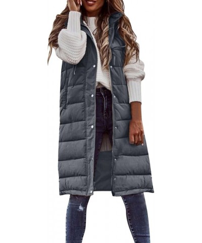 Puffer Vest Jackets for Women Lightweight Down Quilted Jacket Sleeveless Zip Up Long Coats Casual Fashion Coat A-dark Grey $1...