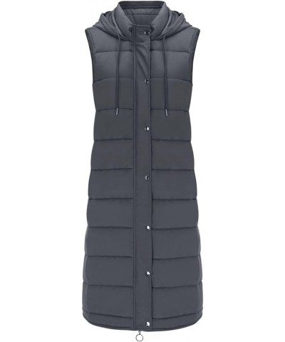 Puffer Vest Jackets for Women Lightweight Down Quilted Jacket Sleeveless Zip Up Long Coats Casual Fashion Coat A-dark Grey $1...