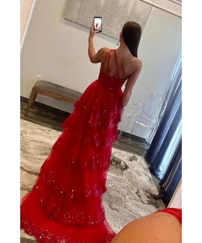 One Shoulder Lace Tulle Tiered Prom Dresses Sparkly Applique Long A Line Formal Evening Party Gowns Gold $49.39 Dresses