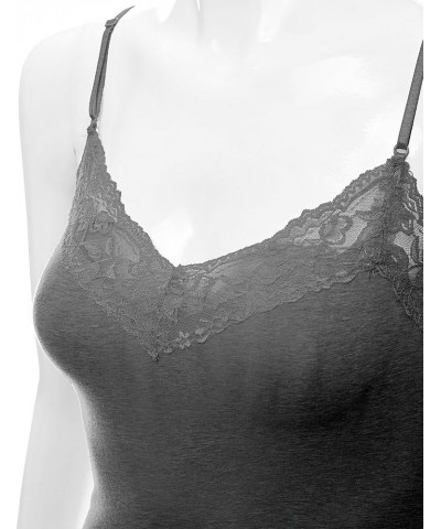 2 or 4 Pack Women's Junior and Plus Adjustable Spaghetti Strap Lace Tank Top 2pack - Heather Charcoal/White $11.79 Tanks