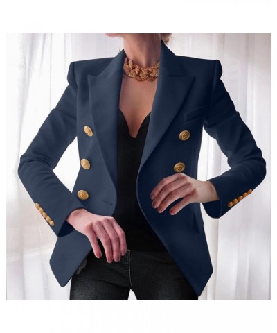 Women's Work Office Lapel Collar Stretch Jacket Suit Blazer Coats for Women Plus Size Work Office Blazer Jacket A-2-dark Blue...