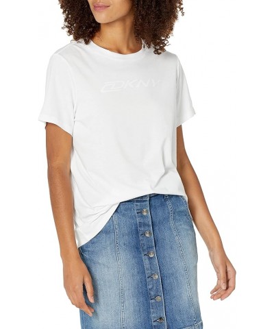 Women's Summer Tops Short Sleeve T-Shirt White With Mirror Logo $11.09 T-Shirts