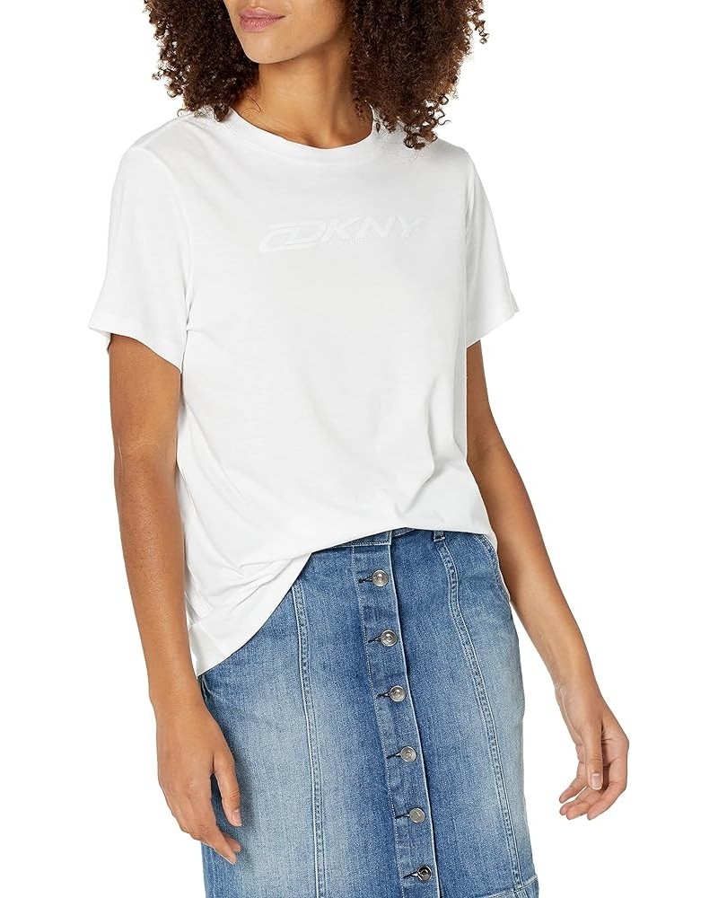 Women's Summer Tops Short Sleeve T-Shirt White With Mirror Logo $11.09 T-Shirts