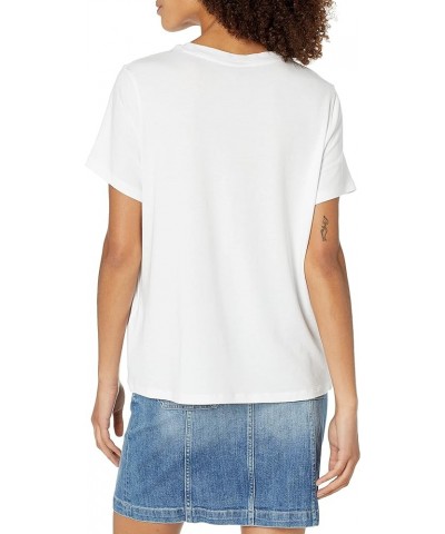 Women's Summer Tops Short Sleeve T-Shirt White With Mirror Logo $11.09 T-Shirts