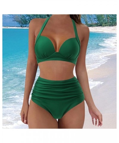 Womens 2 Piece Swimsuits Halter High Waisted Bathing Suits Sexy Push Up Beach Bikini Sets Trendy Slim Fit Swimwear A6 $17.54 ...