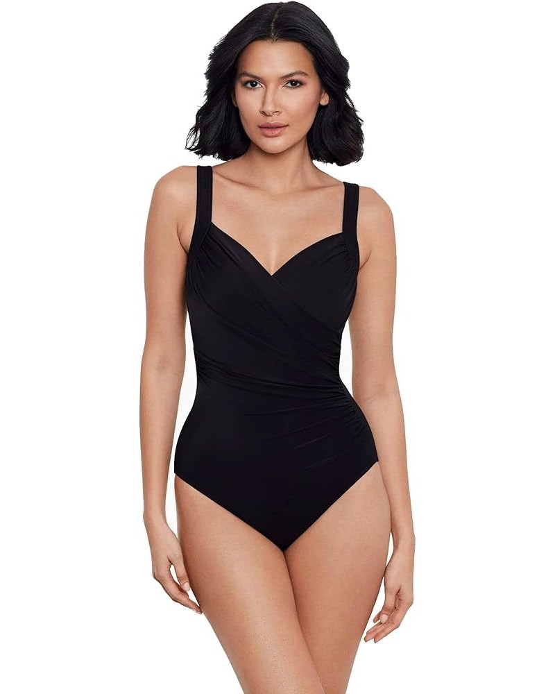 Women's Swimwear Long Torso Sanibel Tummy Control Underwire Bra One Piece Swimsuit Black $62.95 Swimsuits