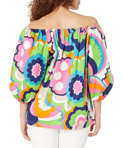 Women's Floral Print Puff Sleeve Top Multi $55.62 Blouses