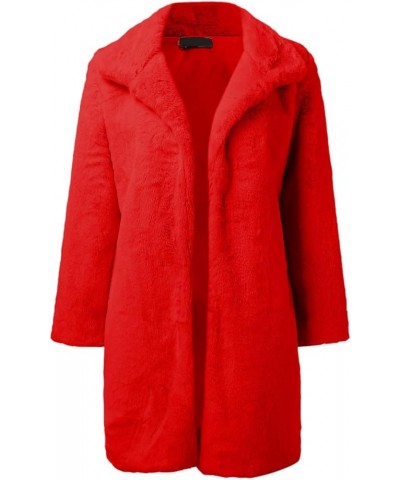 Women's Faux Fur Leopard Coat Winter Warm Loose Lapel Fleece Sherpa Cardigan Fuzzy Outwear Jacket Red $20.56 Dresses