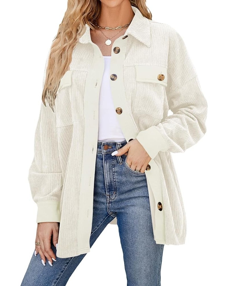 Womens Corduroy Jacket Oversized Button Down Shacket Fall Fashion Clothes Coat 2023 Apricot01 $13.49 Jackets