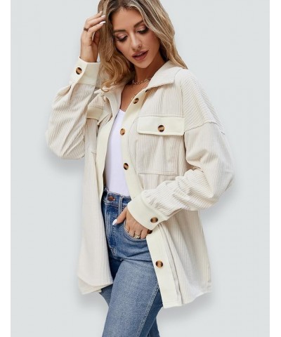 Womens Corduroy Jacket Oversized Button Down Shacket Fall Fashion Clothes Coat 2023 Apricot01 $13.49 Jackets