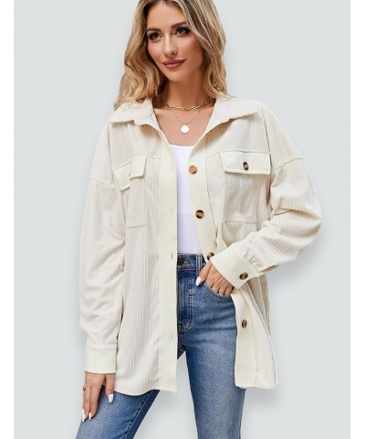 Womens Corduroy Jacket Oversized Button Down Shacket Fall Fashion Clothes Coat 2023 Apricot01 $13.49 Jackets