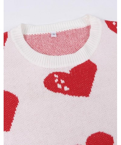 Womens Cute Heart Printed Mini Dress Crew Neck Long Sleeve Ribbed Knit Valentines Sweaters Dress 733 White & Red X-Large $21....