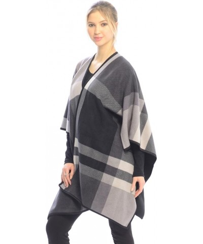 LL Blanket Open Front Poncho Ruana Knit Cardigan Sweater Shawl Wrap Many Styles Grey $24.00 Coats