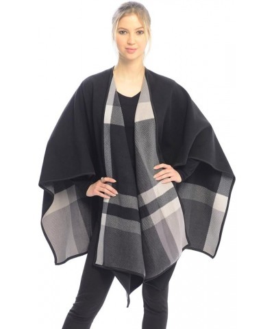 LL Blanket Open Front Poncho Ruana Knit Cardigan Sweater Shawl Wrap Many Styles Grey $24.00 Coats