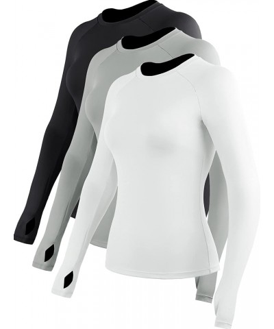 Quick-Drying Running Long Sleeve Shirt for Women Workout Shirts 09:black, Grey, White, Pack of 3 $11.54 Activewear