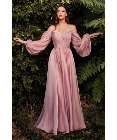 Long Sleeve Brdiesmaid Dresses for Wedding Off Shoulder Evening Gowns for Women Pleated Chiffon Prom Dresses CXL056 Aqua $26....