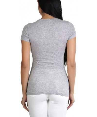 Women's Slim Fit Crew Neck Short Sleeve Longline Tee Heather Gray $10.12 T-Shirts