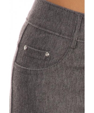 Women's Plus Size Cotton Blend Stretchy Jeggings with 5 Pockets Gray $13.17 Leggings