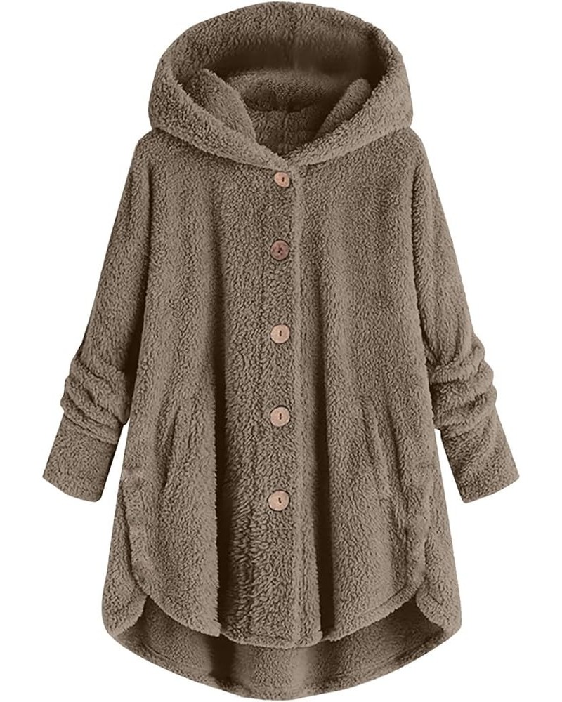 Women's 2023 Fall Fleece Lined Coat Full Zip Teddy Shaggy Sherpa Cardigan Jacket Outerwear with Pockets 1134-awtwnd-coffee-d ...