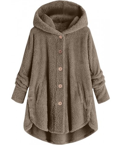 Women's 2023 Fall Fleece Lined Coat Full Zip Teddy Shaggy Sherpa Cardigan Jacket Outerwear with Pockets 1134-awtwnd-coffee-d ...