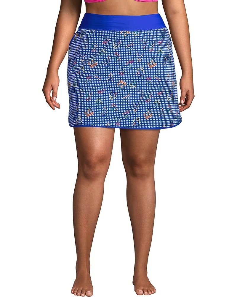 Women's Quick Dry Board Skort Swim Skirt Electric Blue Botanical Check $30.22 Swimsuits