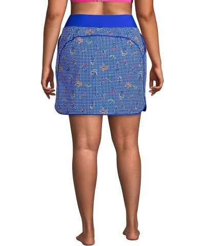 Women's Quick Dry Board Skort Swim Skirt Electric Blue Botanical Check $30.22 Swimsuits