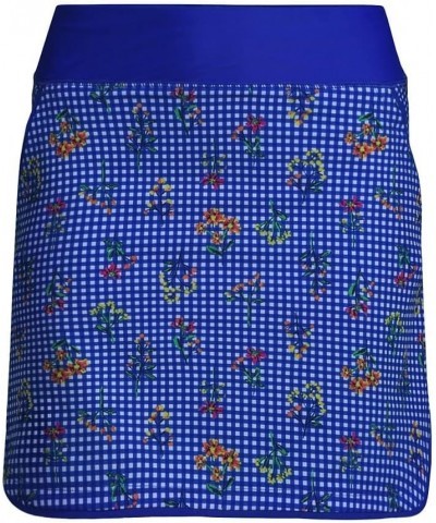 Women's Quick Dry Board Skort Swim Skirt Electric Blue Botanical Check $30.22 Swimsuits